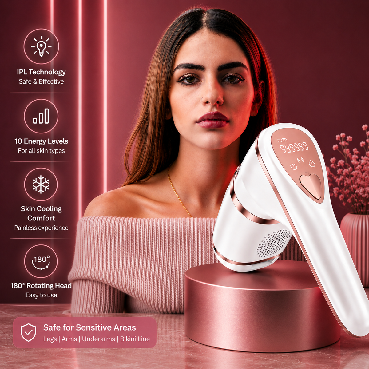 Laser Hair Removal Handset – IPL At‑Home Permanent Hair Reduction Device