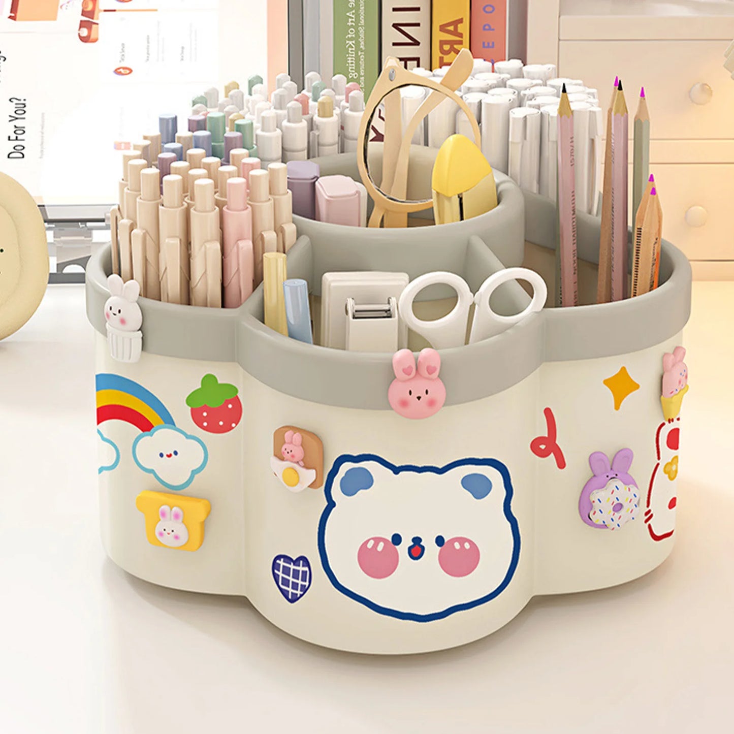 Rotating Pen Holder Desk Organizers Large Capacity Pen Storage