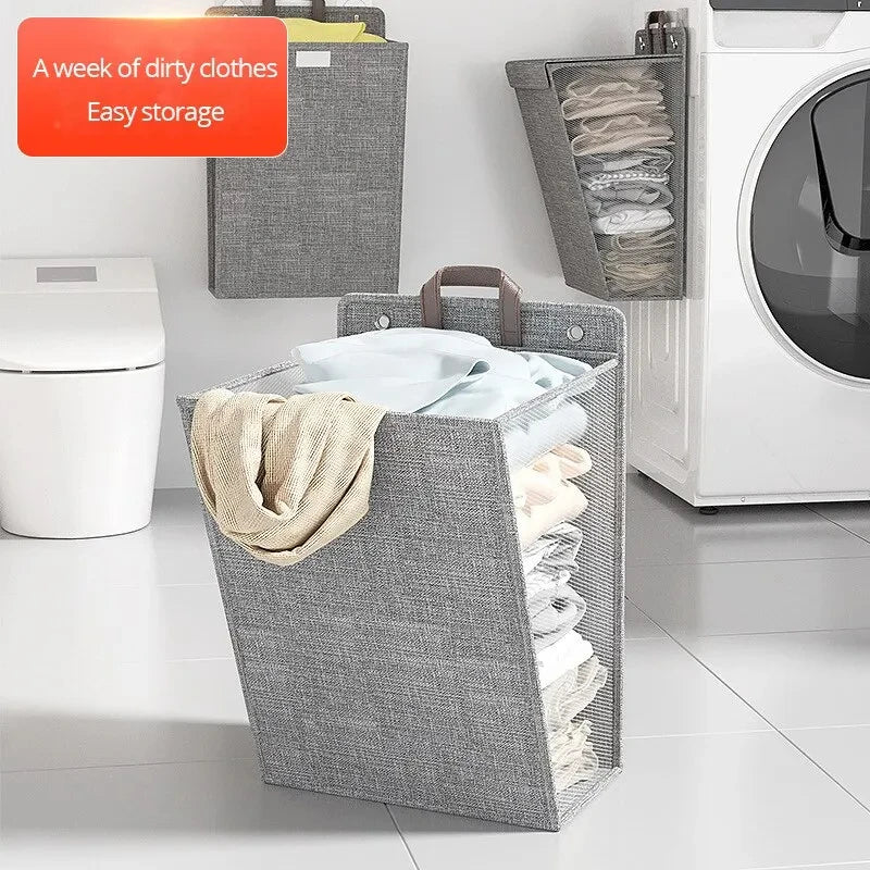 Wall Hanging Clothes Organizer Bag Laundry Basket Foldable