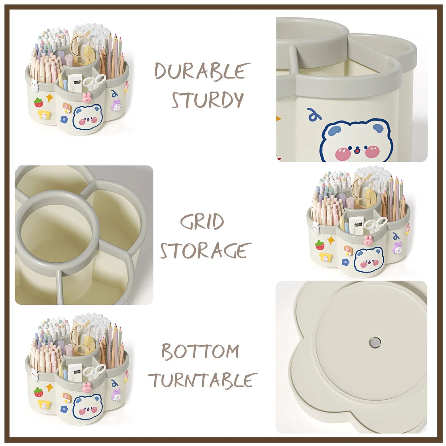 Rotating Pen Holder Desk Organizers Large Capacity Pen Storage