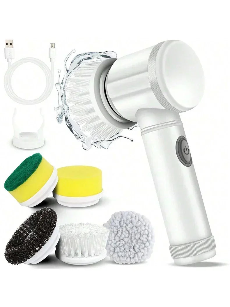 Cordless Electric Spin Scrubber with 5 Replaceable Brush Heads