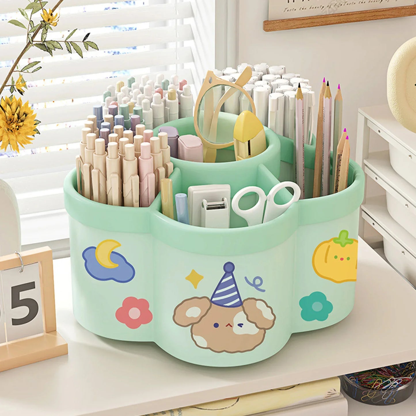 Rotating Pen Holder Desk Organizers Large Capacity Pen Storage