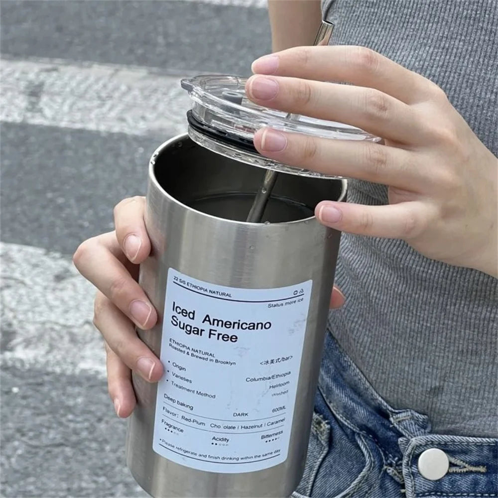 600ml Thermos Portable Stainless Steel Coffee Cup Thermos Bottle