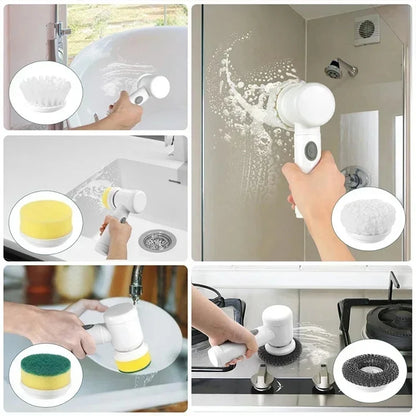 Cordless Electric Spin Scrubber with 5 Replaceable Brush Heads