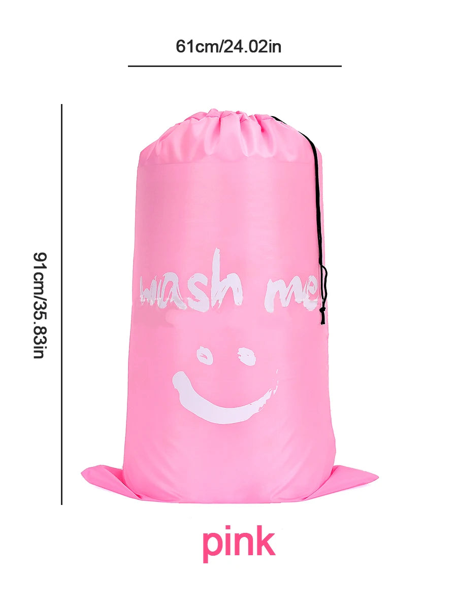 Smile Nylon Laundry Bag Travel Storage Pouch Machine Washable