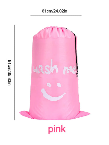 Smile Nylon Laundry Bag Travel Storage Pouch Machine Washable