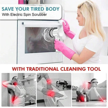 Cordless Electric Spin Scrubber with 5 Replaceable Brush Heads