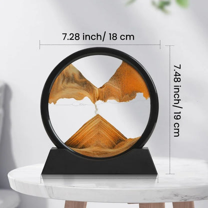 3D Hourglass Quicksand Moving Sand Art Picture Round Glass