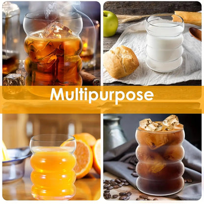 2 High Borosilicate Glass Coffee Cups 350ML/11.8oz with Straw