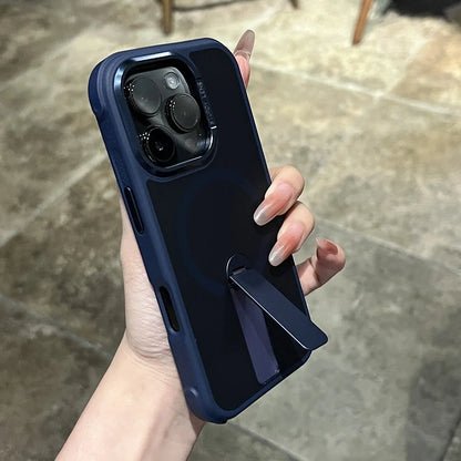 Magnetic Stand Holder Shockproof Case for iPhone 17 16 Pro Air 15 14 13 12 11 Pro Max for Magsafe Bumper Frosted PC Phone Shell