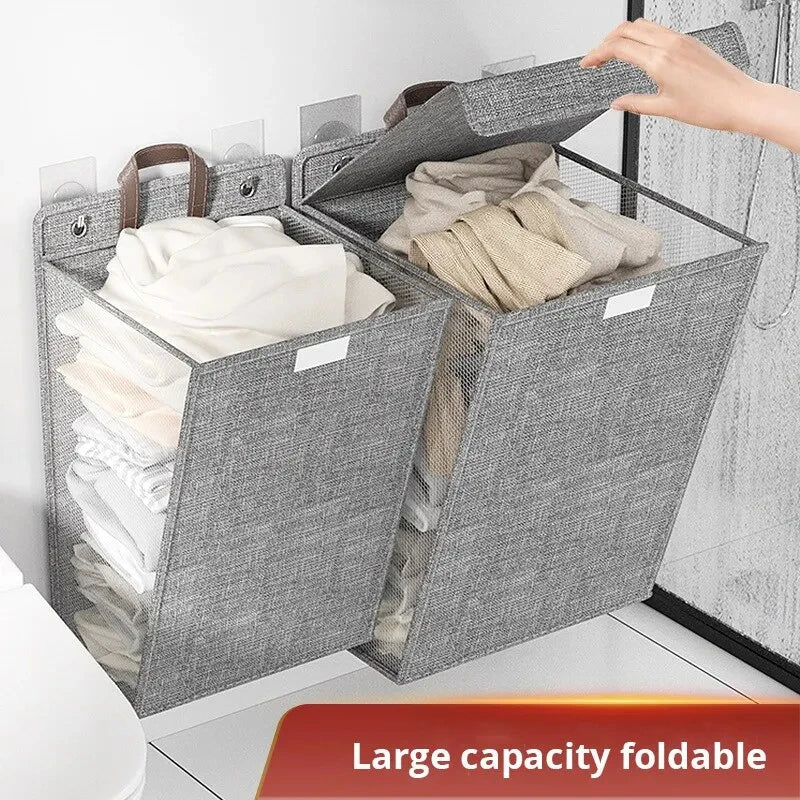 Wall Hanging Clothes Organizer Bag Laundry Basket Foldable