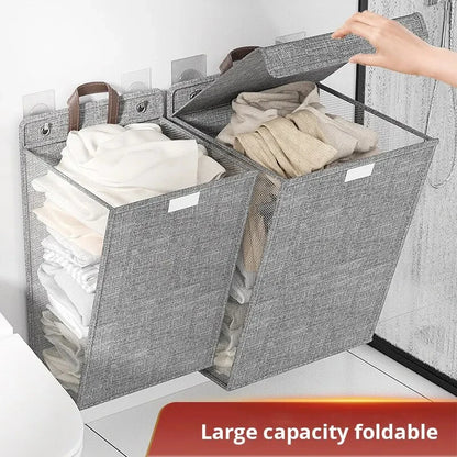 Wall Hanging Clothes Organizer Bag Laundry Basket Foldable