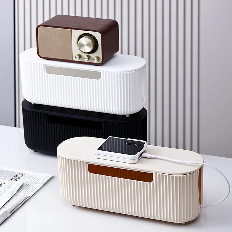 Cable Storage Box Desktop Power Strip Storage Box Dustproof