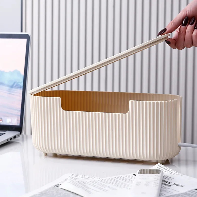Cable Storage Box Desktop Power Strip Storage Box Dustproof