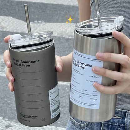 600ml Thermos Portable Stainless Steel Coffee Cup Thermos Bottle