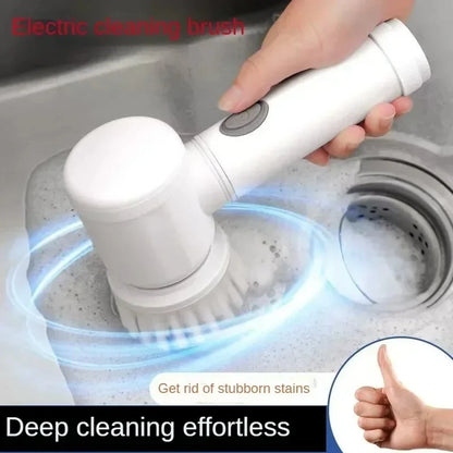 Cordless Electric Spin Scrubber with 5 Replaceable Brush Heads