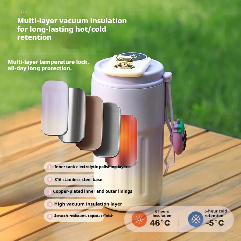 Stainless Steel Thermo Water Bottle LED Temperature Display Coffee