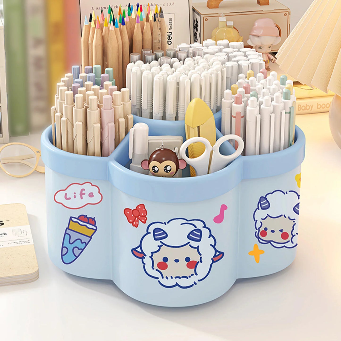 Rotating Pen Holder Desk Organizers Large Capacity Pen Storage