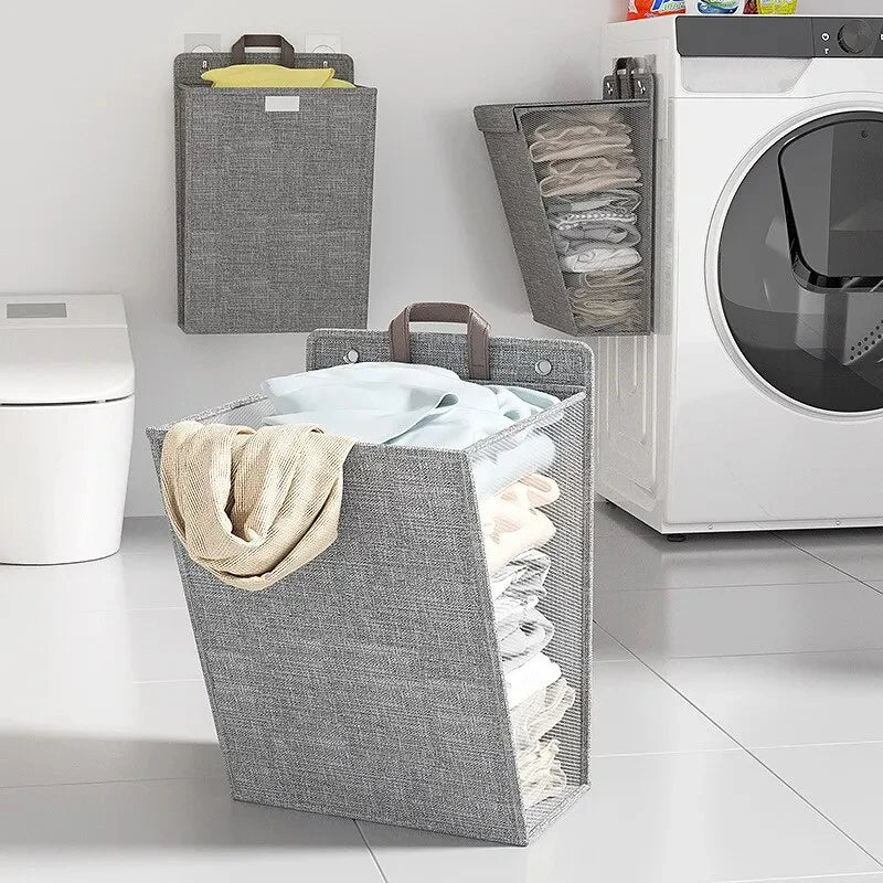 Wall Hanging Clothes Organizer Bag Laundry Basket Foldable