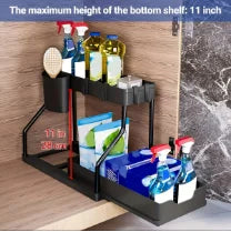 Under Sink Organizer Space Saving 2 Tier Pull Out Storage Box