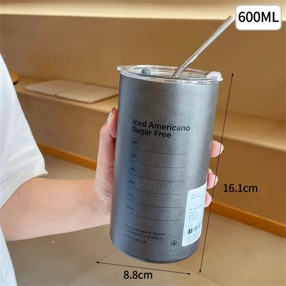 600ml Thermos Portable Stainless Steel Coffee Cup Thermos Bottle
