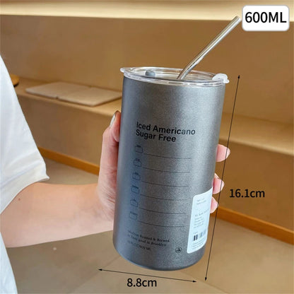 600ml Thermos Portable Stainless Steel Coffee Cup Thermos Bottle