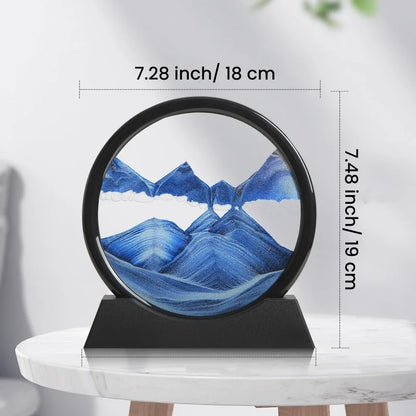 3D Hourglass Quicksand Moving Sand Art Picture Round Glass