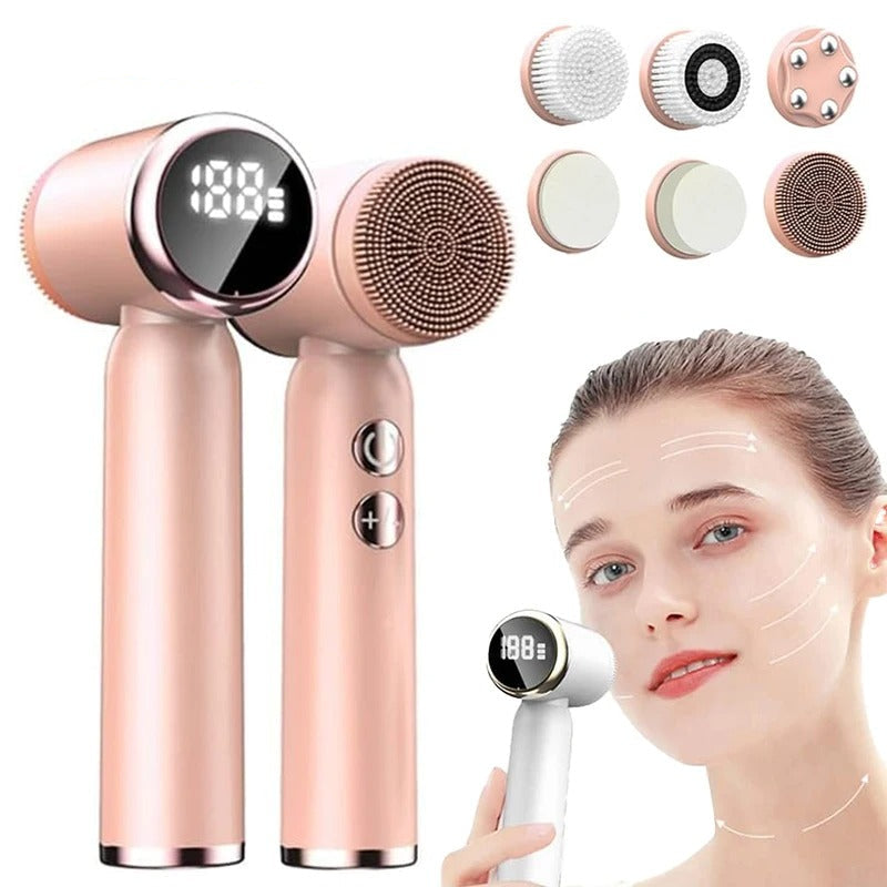 6 In 1 Electric Cleansing Brush Ultrasonic Facial Cleaner