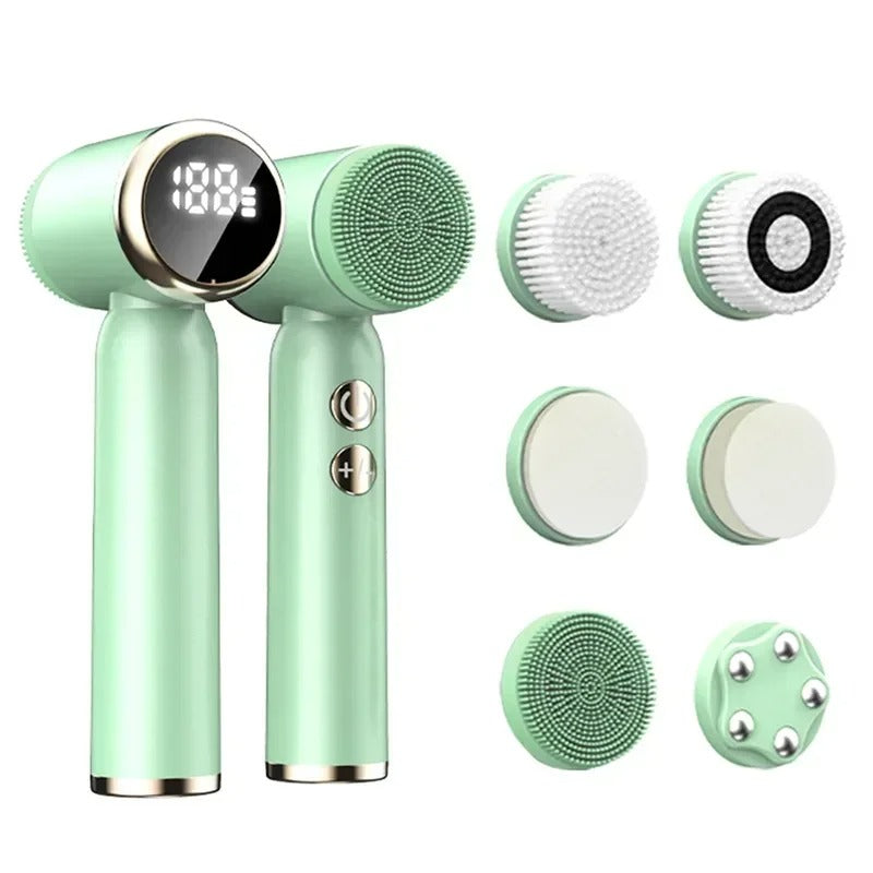 6 In 1 Electric Cleansing Brush Ultrasonic Facial Cleaner
