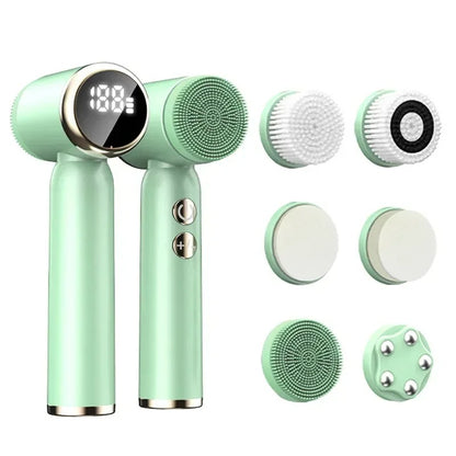 6 In 1 Electric Cleansing Brush Ultrasonic Facial Cleaner