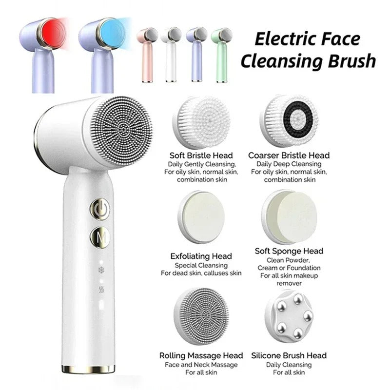 6 In 1 Electric Cleansing Brush Ultrasonic Facial Cleaner
