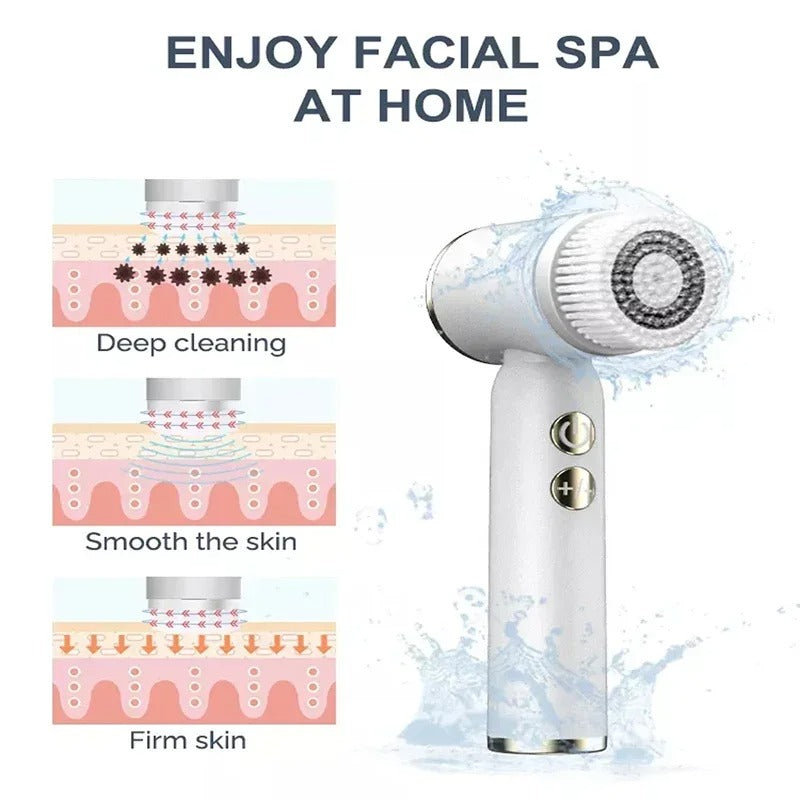 6 In 1 Electric Cleansing Brush Ultrasonic Facial Cleaner