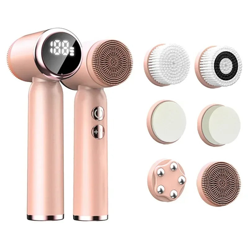 6 In 1 Electric Cleansing Brush Ultrasonic Facial Cleaner