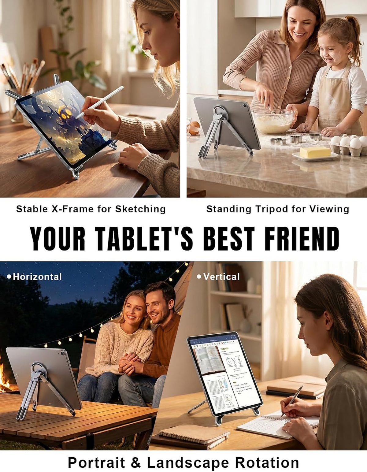 NESTAURA 3-in-1 Magnetic Foldable Laptop, Tablet & Phone Stand – Adjustable Portable Tripod